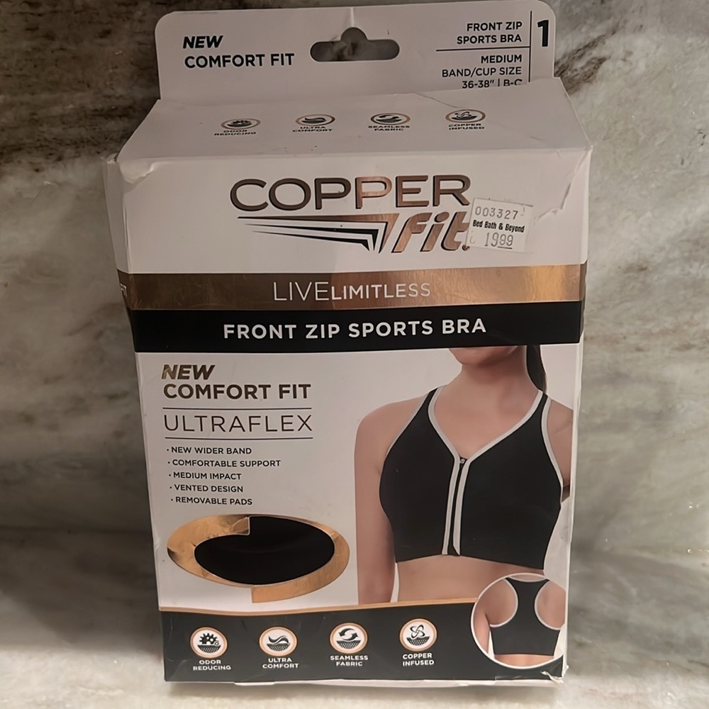 Copperfit Black and White Sports Bra